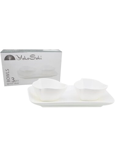 Yokosaki Porcelain Bowls Tapas Appetizers Snacks -2 Pieces Bowl Plus Tray