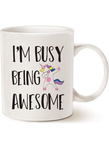 Your Wall Funny Quote Saying Coffee Mug Christmas Gifts, I'M Busy Being Awesome Birthday Gift Ideas For Friend Cup, White 12 Oz By Spoil Your Wall