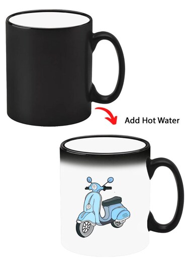 Color Changing Heat Sensitive Ceramic Mug, Image Revealed When HOT Liquid is Added! Scooter
