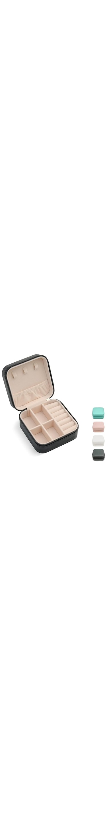 Mini Jewelry Travel Case,Small Travel Jewelry Organizer, Portable Jewelry Box Travel Mini Storage Organizer Portable Display Storage Box For Rings Earrings Necklaces Gifts (Black)