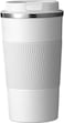Coffee Travel Mug with Non-Slip Silicone Sleeve, Double-Wall Vacuum Insulated Stainless Steel Thermos Cup, Leak-Proof Flip Lid for Hot &amp; Cold Drinks, White