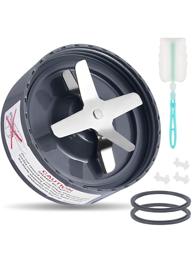 Feilifan 7 Pieces Replacement Parts For Original NutriBullet Pro 900 w / 600 w Series Magic Bullet Cross Sport Extractor Blade, Gray, with Extra Silicone Rubber Gasket O Rings Seal Juicer Accessories