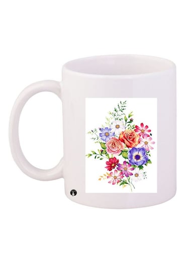 Floral Printed Coffee Mug White/Blue/Red