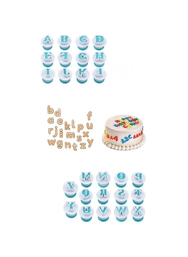 Sweet seven Fondant Icing Alphabet Cookie Stamps and Letter Cutters - Pack of 26 Capital Letters for Cake Decorating