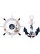 SYOSI Nautical Beach Ship Wheel and Anchor with Rope Nautical Boat Steering Wheel Rudder Anchor Wall Decor Door Hanging Ornaments Beach Theme Home Wall Decoration,Pack of 2/11in (A)