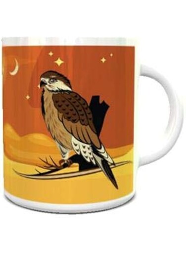 Impress Ceramic Coffee Mug with Arabian Falcon Illustration Design (White)