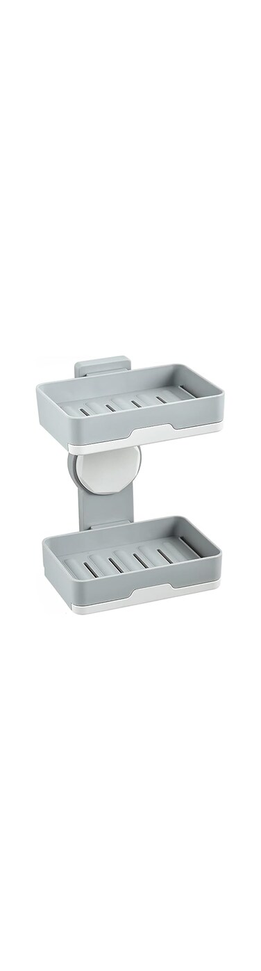 Fitto Double Soap Holder with Suction Cup, Double Layer, Removable, Space Saving, Strong Soap Holder