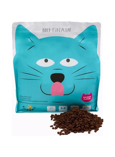 Kimbowny Dry Cat Food Premium No Grain With Chicken, Beef, Salmon and Vegetable Complete Nutrition Beautiful Hair, Gluthen Free, Care for Gastrointestinal Health (1.5 KG)