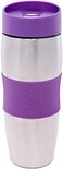 Mug with Silicone Rubber Grip, 380 ml, Purple &acirc;&euro;&ldquo; Stylish Heat-Resistant Mug for Tea &amp; Coffee &acirc;&euro;&ldquo; Comfortable Non-Slip Grip Cup for Home, Office &amp; Daily Use Purple/Silver