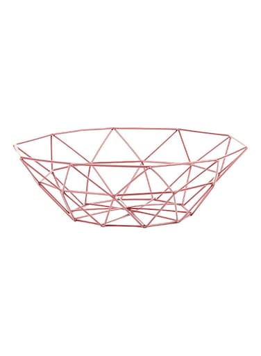 Geometric Fruit Vegetable Wire Mesh Basket Pink 27x8cm