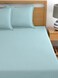 MAXQON Fitted Bed Sheet +2Pcs Pillow Covers, King Size 180x200+20cm, Color Sky blue