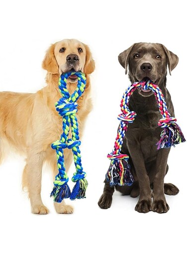 Feeko Dog Rope Toys for Large and Medium Aggressive Chewers, 2 Pack Heavy Duty XL Dog Rope Toy for Large Breed, Indestructible Dog Chew Toys, Tug of War Dog Toy, 100% Cotton Teeth Cleaning