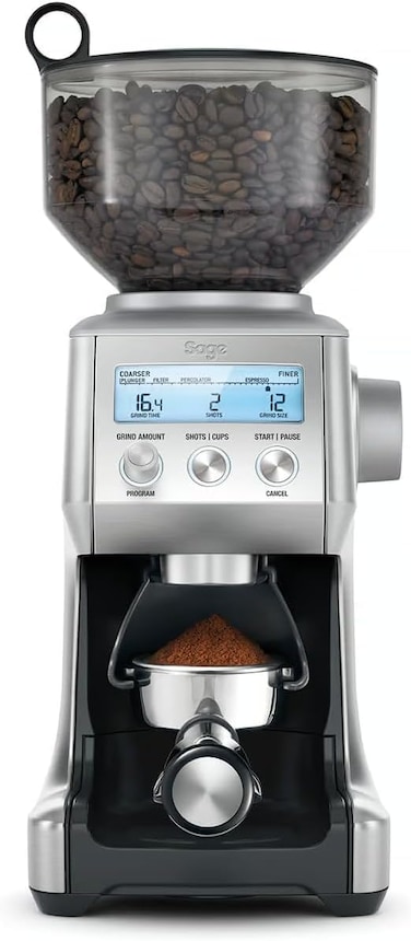 Sage The Smart Grinder Pro - Conical Burr Coffee Grinder - With 60 grind settings, Programmable, Automatic, Brushed Stainless Steel - UAE Version, 2 Year Manufacturer Warranty