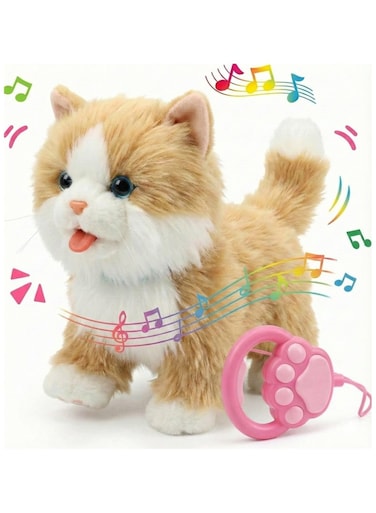 لعبة قطط تمشي وتغني للأطفال - لعبة قطط إلكترونية مزودة بسلسلة تحكم عن بُعد   لعبة قطط تفاعلية محشوة بالمشي مع موسيقى وصوت   قطة روبوتية تعمل بالبطارية للأولاد والبنات   لعبة حيوانات أليفة تظاهرية كهدية لأعياد الميلاد (بني)