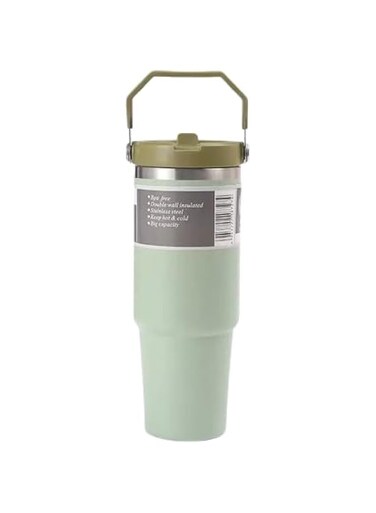 VIO&reg; 30OZ Stainless Steel Insulated Travel Mug 890ML Vacuum Double Wall Thermos Cup for Hot Cold Drinks Portable Sports Water Bottle with Hle Straw Tumbler Ideal for Car Gym Outdoor Activities