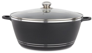 36 cm Die Cast Casserole- DC3204 Non Stick Aluminum Cookware with Non Stick Coating, Compatible with Hot Plate, Halogen, Gas Cooktops with Tempered Glass Lid