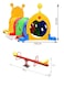 Outdoor Play Equipment: Spring Rider Rocking Toy, 8FT Round Trampoline With Basketball Frame Hoop, Plastic Caterpillar Tunnel, Plastic Metal Slide and Swing Playground Set, Spring Two Seater Seesaw.