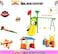 Outdoor Play Equipment Plastic Toy Roller Coaster Car, Round four Seats Spring Seesaw,  Indoor And Outdoor Playhouse, Plastic Caterpillar Tunnel, Outdoor Playground Play Swing Set With Slide For Kids