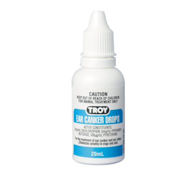 Troy Ear Canker Drops for Dogs &amp; Cats Effective Relief for Mites, Fungal Infections &amp; Ear Irritation 20ml






