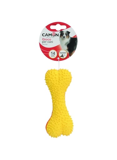 Camon Latex and Cotton Nubby Bone with Squeaker-14Cm
