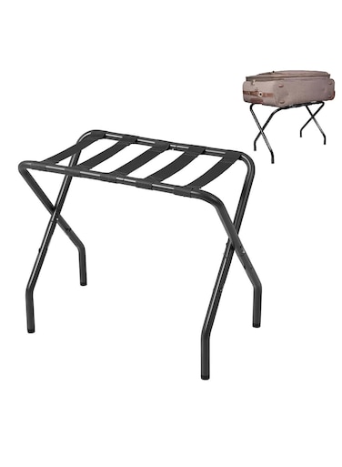 Sturdy Foldable Metal Luggage Rack with Strong Nylon Straps &acirc;&euro;&ldquo; Portable Suitcase Stand for Home, Travel &amp; Guest Rooms &acirc;&euro;&ldquo; Heavy-Duty 45Kg Capacity