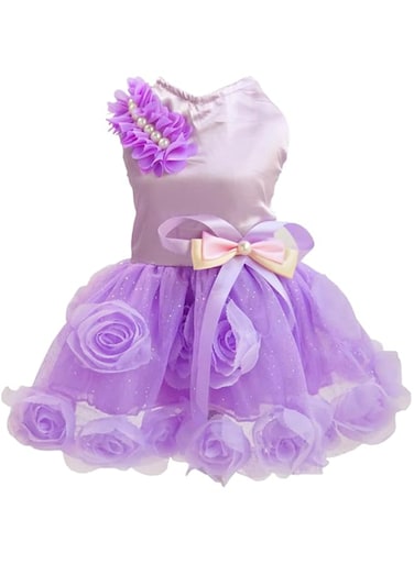 Luxury Puppy Skirt Dog Clothes Princess Dresses Wedding Evening Dress Tutu Skirt Rose Flower Bowknot Dress for Small Dog (Purple, L)