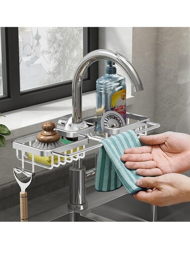 HOME Kitchen Sponge Holder, Kitchen Cleaning Tools Holder, Bath Soap Holder, Good Organizer For Kitchen Tools, Made Of Rust Resistant Aluminum