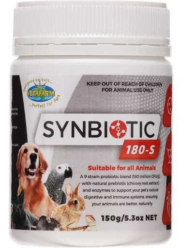 فيتافارم فالكون سينبيوتيك 180-إس، مسحوق لدعم الجهاز الهضمي والمناعة للحيوانات، 150 غرام من ڤارماسي