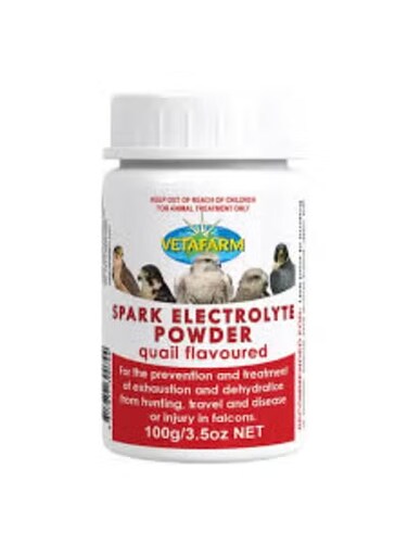 مسحوق Vetafarm Falcon Spark Electrolyte، دفعة طاقة فورية لصحة وأداء الصقور 100 غرام من ڤارماسي