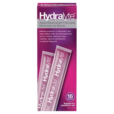 Hydralyte Black Currant Flavored Ice Blocks, 16 Tablets