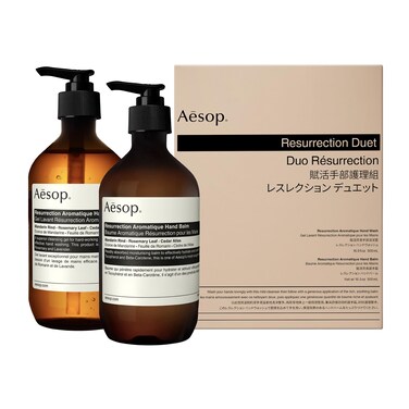 AesopResurrection Duet, Hand Wash + Hand Balm, Cleanse, Nourish and Soften Hands, 16.9 oz + 16.5 oz