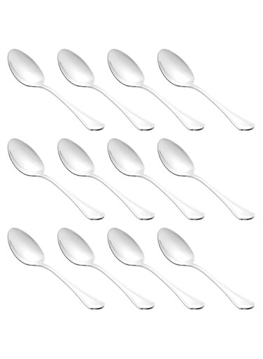 Wnk Leopardi Table Spoon Set - 12 Pieces - Silver