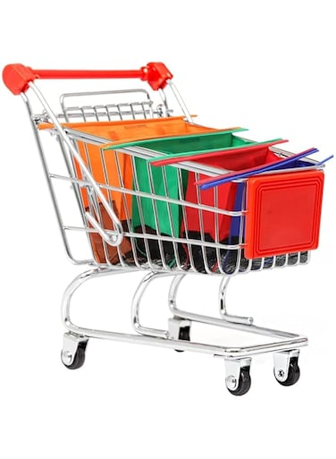 WorldDecorations Trolley Bags Reusable Shopping Bags 4 packs, Living Reusable Folding Supermarket Cart Bags Organizer Designed for Trolley Shopping Bag 4 Sizes