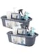 2 Pack Large Cleaning Supplies Organizer with Handle Portable Shower Caddy Basket Plastic Bucket Tool Storage for Bathroom, Bedroom, Kitchen, College Dorm, Under Sink, Garden (Dark grey)