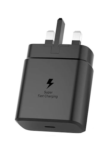 65 Watts Fast Charger for, Travel Adapter, Super-Fast Charging (UK Plug with USB Type-C Cable), Black