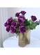 Artificial Rose Bouquet, 5 Pieces Long Stem Purple Roses with Buds and Leaves, Wedding Party Home Decor