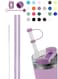 Spill Stopper Set for Stanley Cup 30oz &amp; 40oz 2.0 Version - Leak Proof with 2 Straws, Cleaning Brush, and Silicone Stoppers for Anti-Spill Protection - Lilac