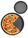 Nonstick Perforated Pizza Pan, Carbon Steel Round Pizza Tray for Oven Baking