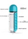 2-in-1 Pill Organizer Water Bottle 600ml, Portable Weekly Medicine Box with Drinking Cup, Travel Daily Vitamin Storage for Home Office Outdoor,Blue