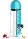 2-in-1 Pill Organizer Water Bottle 600ml, Portable Weekly Medicine Box with Drinking Cup, Travel Daily Vitamin Storage for Home Office Outdoor,Blue