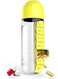 2-in-1 Pill Organizer Water Bottle 600ml, Portable Weekly Medicine Box with Drinking Cup, Travel Daily Vitamin Storage for Home Office Outdoor,Yellow