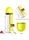2-in-1 Pill Organizer Water Bottle 600ml, Portable Weekly Medicine Box with Drinking Cup, Travel Daily Vitamin Storage for Home Office Outdoor,Yellow