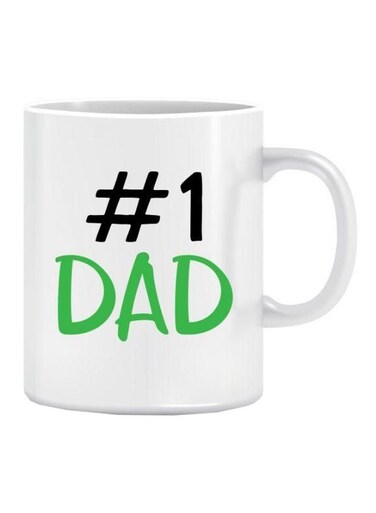 Number One Dad Printed Ceramic Mug White/Black/Green Standard