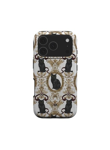 جراب Mobcos المميز بتصميم قطة مزخرفة لهاتف iPhone 17 Pro Max، متوافق مع غطاء صلب مزدوج الطبقات مع حماية من السيليكون - غطاء مقاوم للخدوش والصدمات