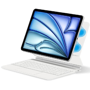 TRON Magic keyboard for iPad Air 13 Inch M2 2024 Backlight TrackPad Smart Keyboards Cover Magnetic Case Folio 2018-2022 iPad Pro 12.9" White