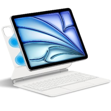 TRON Magic keyboard for iPad Air 13 Inch M2 2024 Backlight TrackPad Smart Keyboards Cover Magnetic Case Folio 2018-2022 iPad Pro 12.9" White
