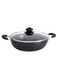 Non-Stick Kadai Flat Bottom With Glass Lid 3 Layer Coating 3mm thick, 24cm