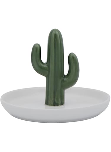 TOMVAES Ceramic Cactus Ring Holder, Jewelry Storage Tray Dish, Cactus Gift Room Decor, Tray for Rings Earrings Necklace Organizer(Green)