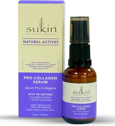 Sukin Natural Actives Pro Collagen Face Serum With Tri Peptides I Visibly Reduce Fine Lines &amp; Wrinkles I Enriched With Acai Berry Extract &amp; Vegan Squalane I 25ml