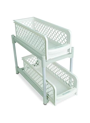 Orchid Portable 2 Tier Basket Drawer Kitchen And Bathroom Cabinets, White, 2724499673566, SSZ101